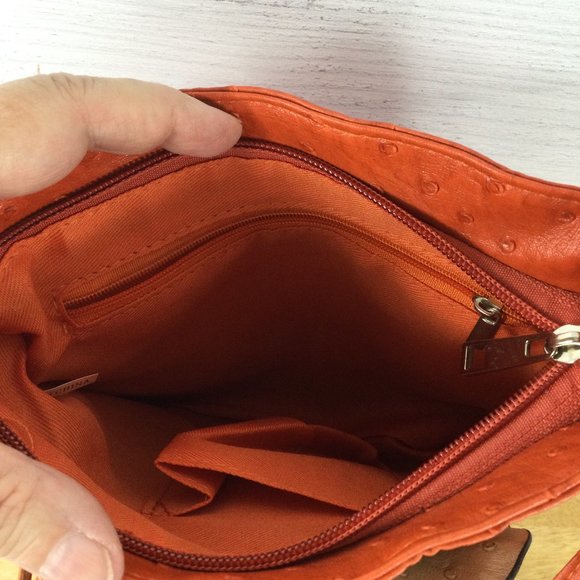 Orange w/Cream Flower Crossbody Bag - Picture 5 of 6